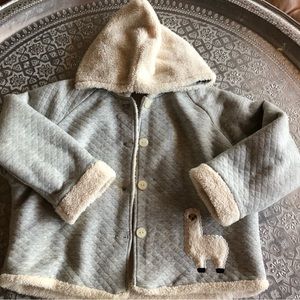 Soft llama light grey white cozy jacket hoodie